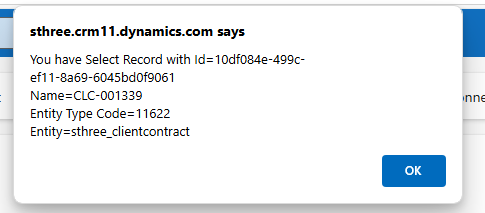 Alert showing selected item properties